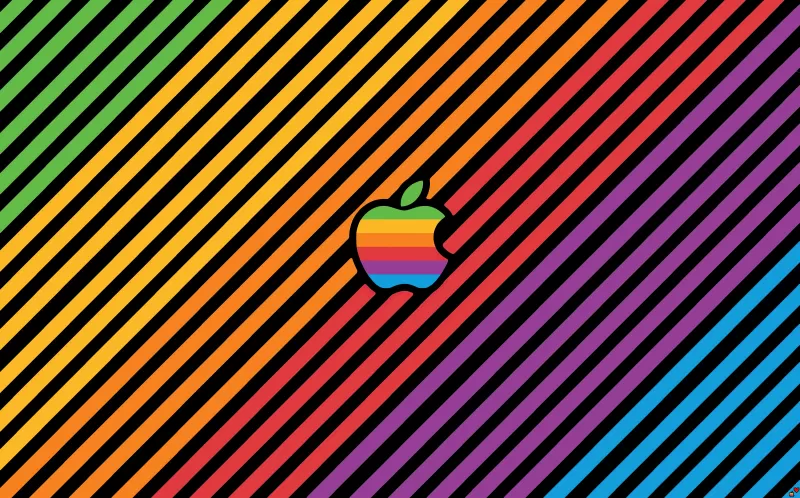 Apple, Colorful, Stripes, Multicolor, Apple logo, Aesthetic, 5K