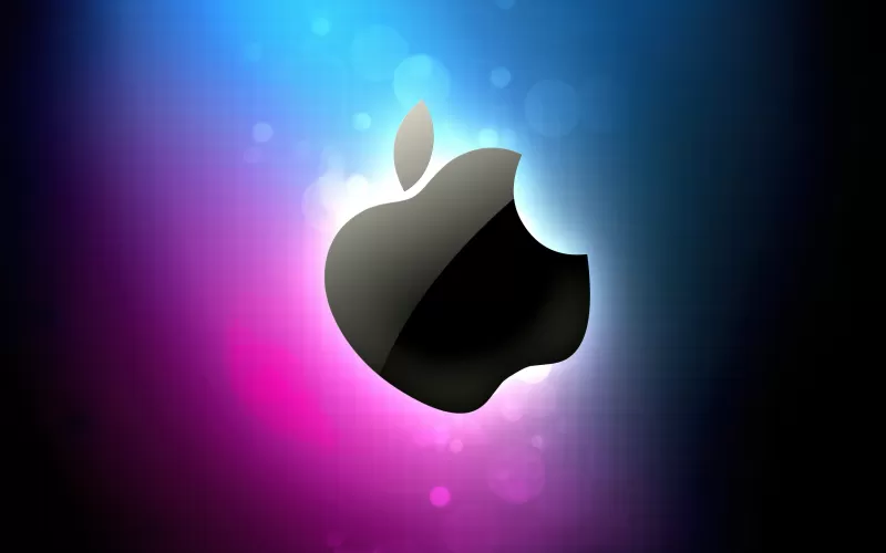 Apple logo, Gradient background, Colorful background, Glowing