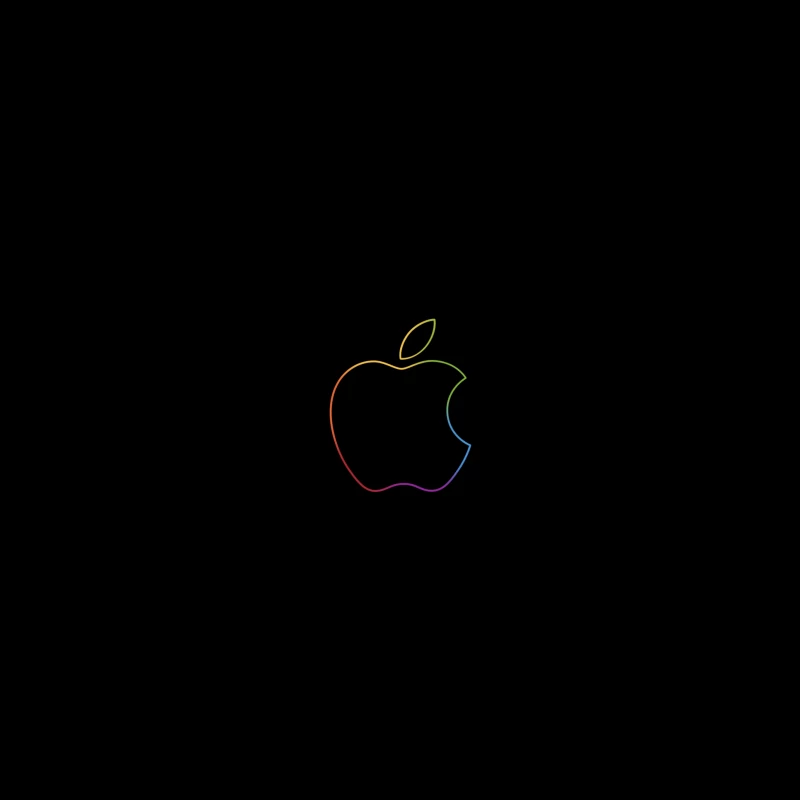 Apple logo, Colorful, Outline, Black background, iPad, HD, AMOLED