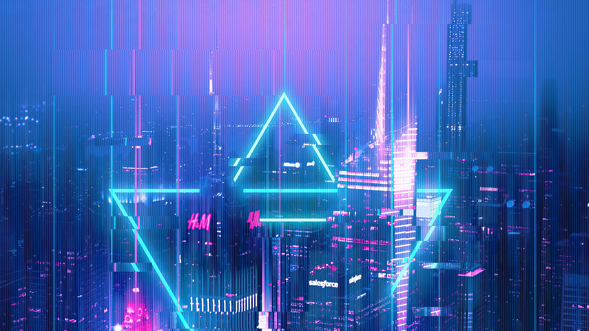 City glitch, Abstract desktop wallpaper, Futuristic vibes, Visual modification, 1920x1080 Full HD Desktop