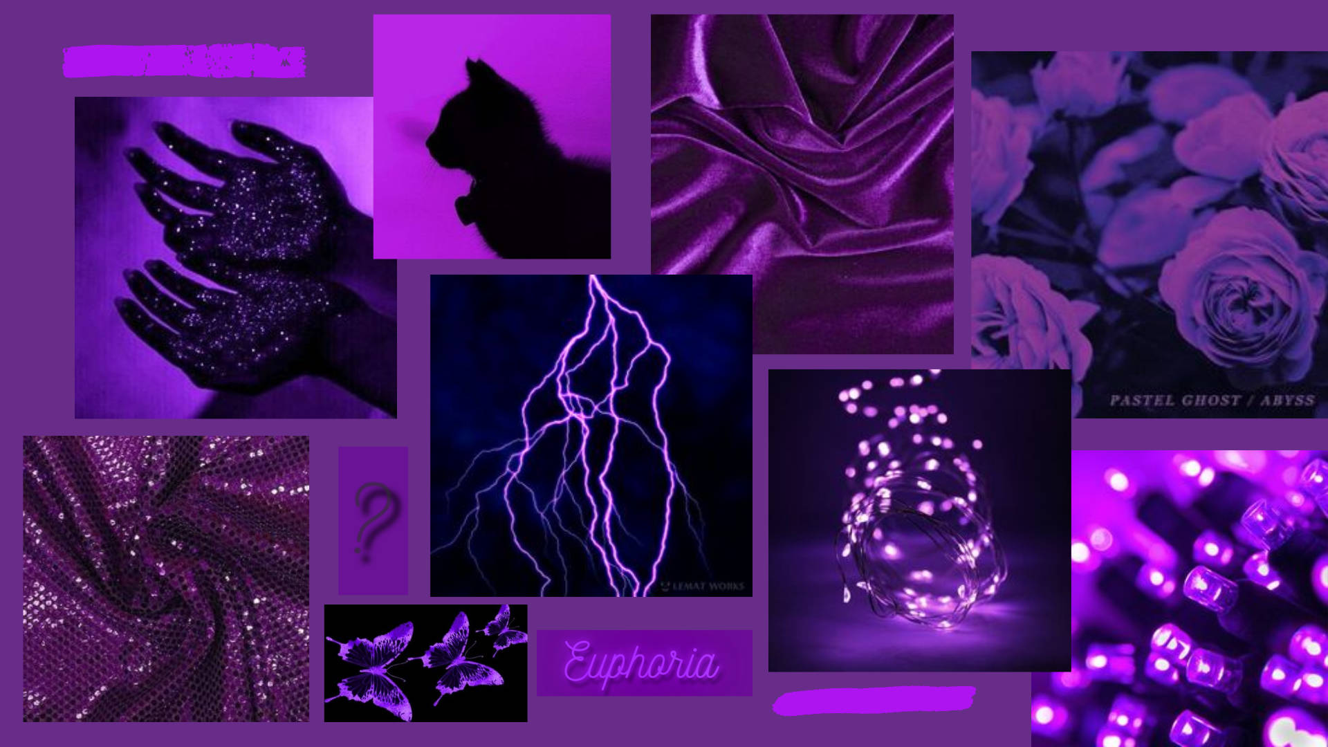 Fondo De Pantalla Estético De Collage Morado Oscuro Fondo de pantalla