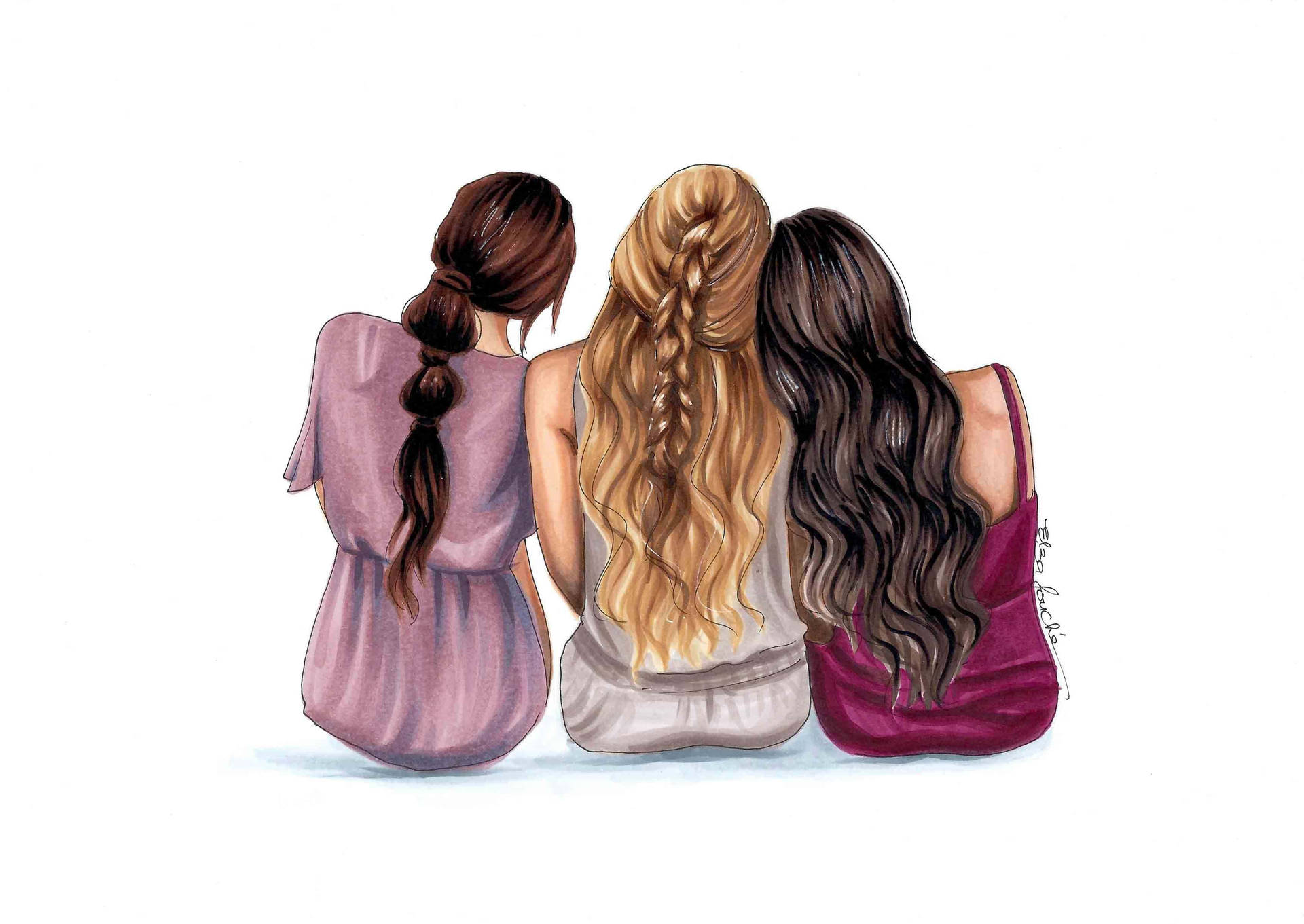 Download 3 Best Friends Seated Back Wallpaper | Wallpapers.com