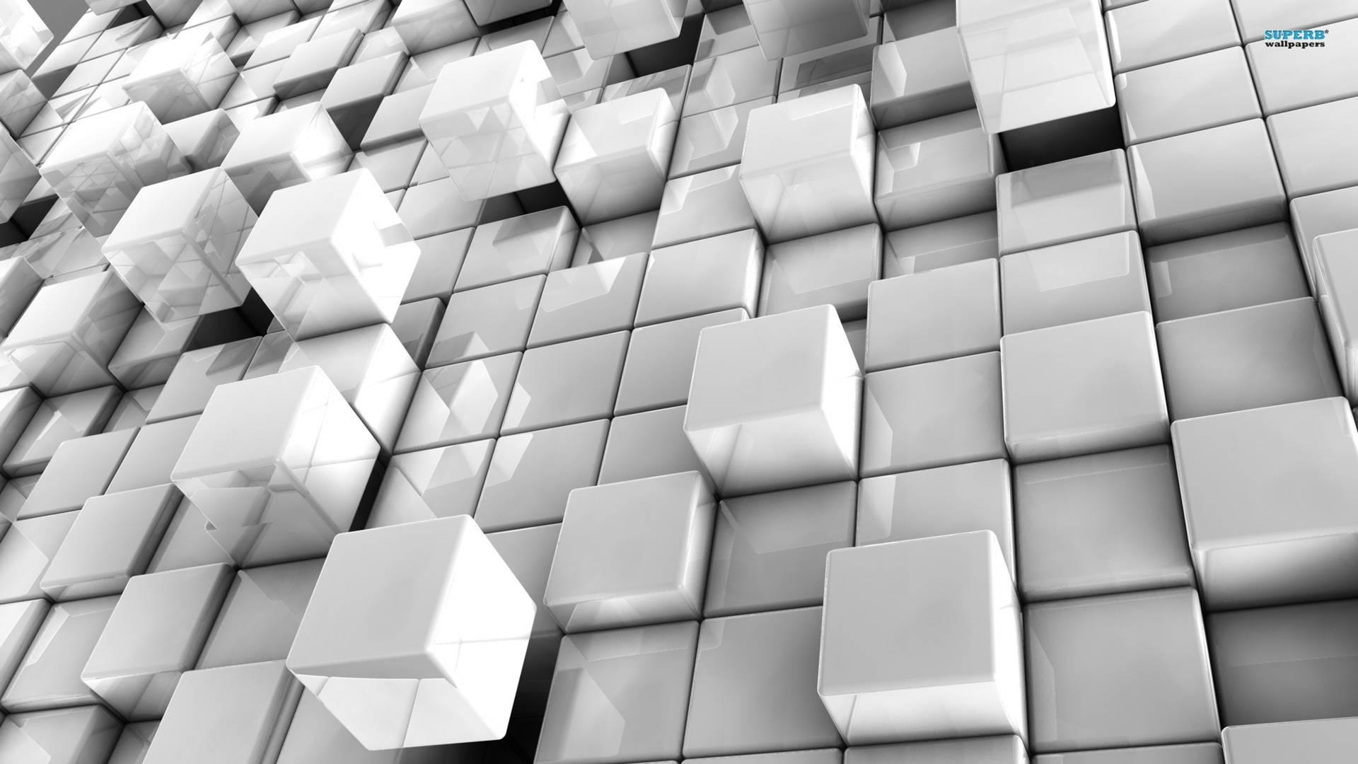 3D White Abstract Cubes Wallpaper