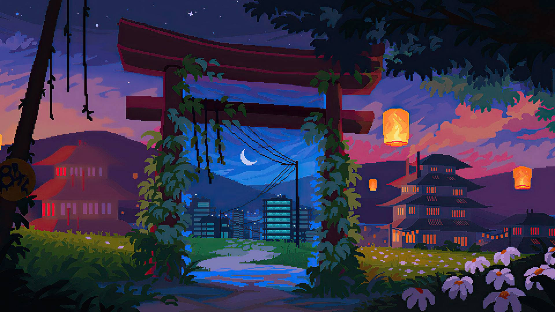 Explore 8-Bit Japan in Fascinating Resolution Wallpaper