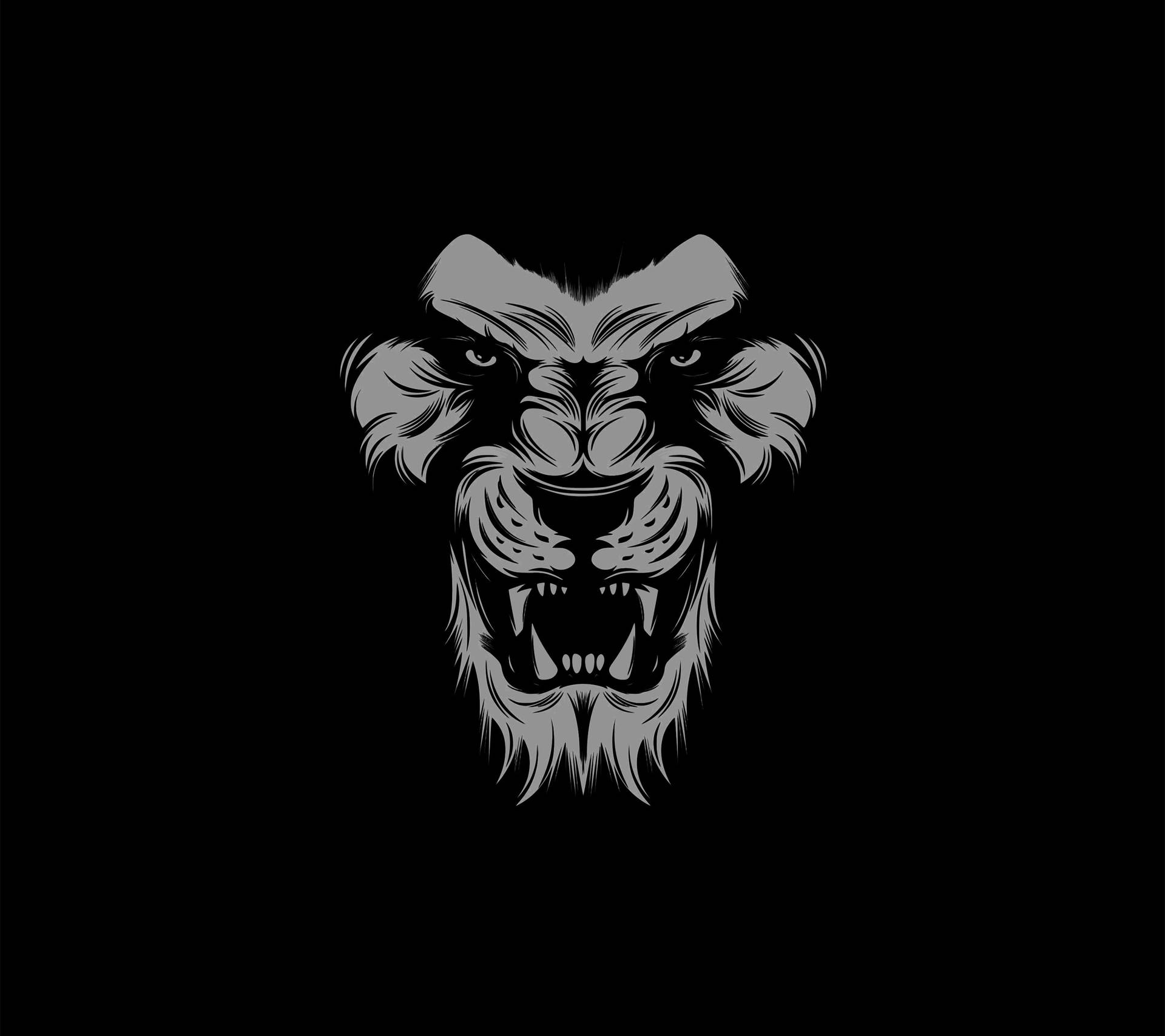 Angry Tiger Monochrome Face Wallpaper