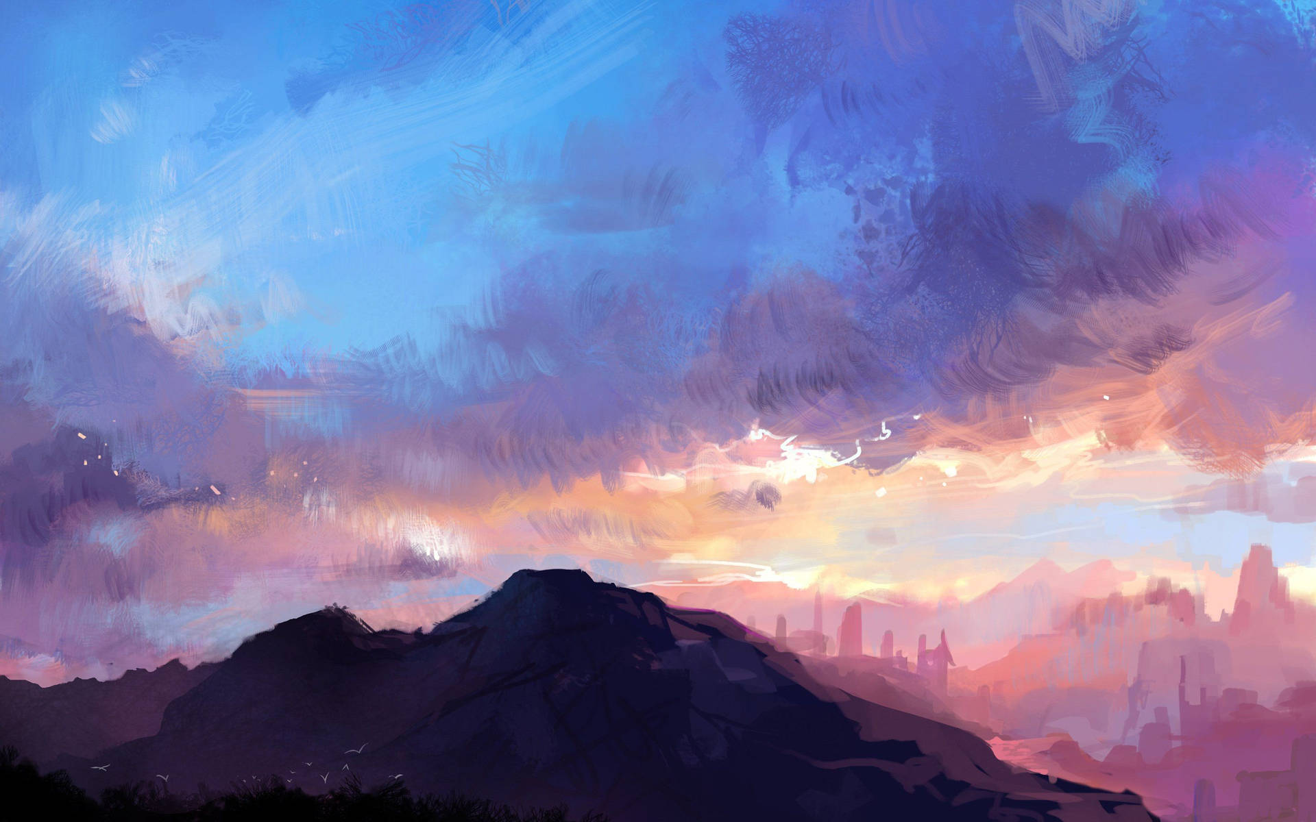 Anime Scenery Paint Canvas Wallpaper