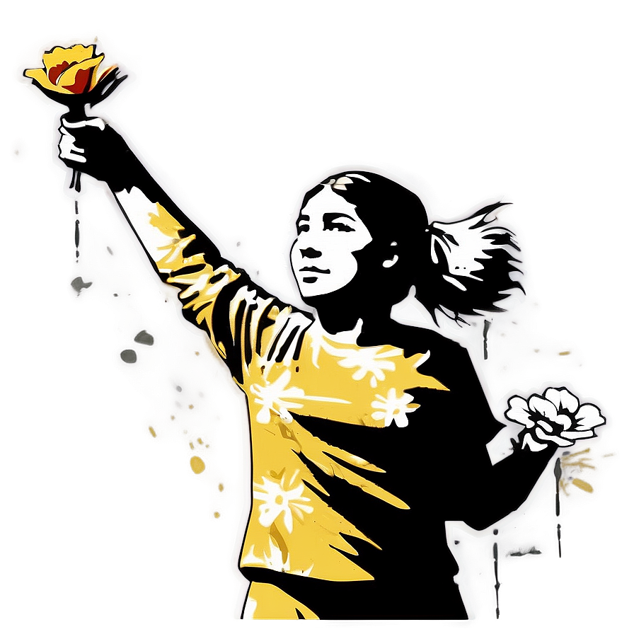 Download Banksy Flower Thrower Png 06232024 | Wallpapers.com