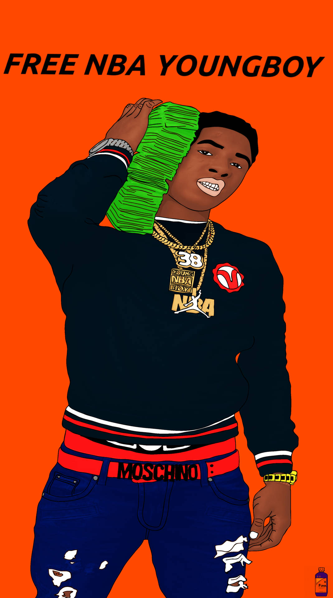 Powerful portrait of the iconic rapper NBA YoungBoy Wallpaper