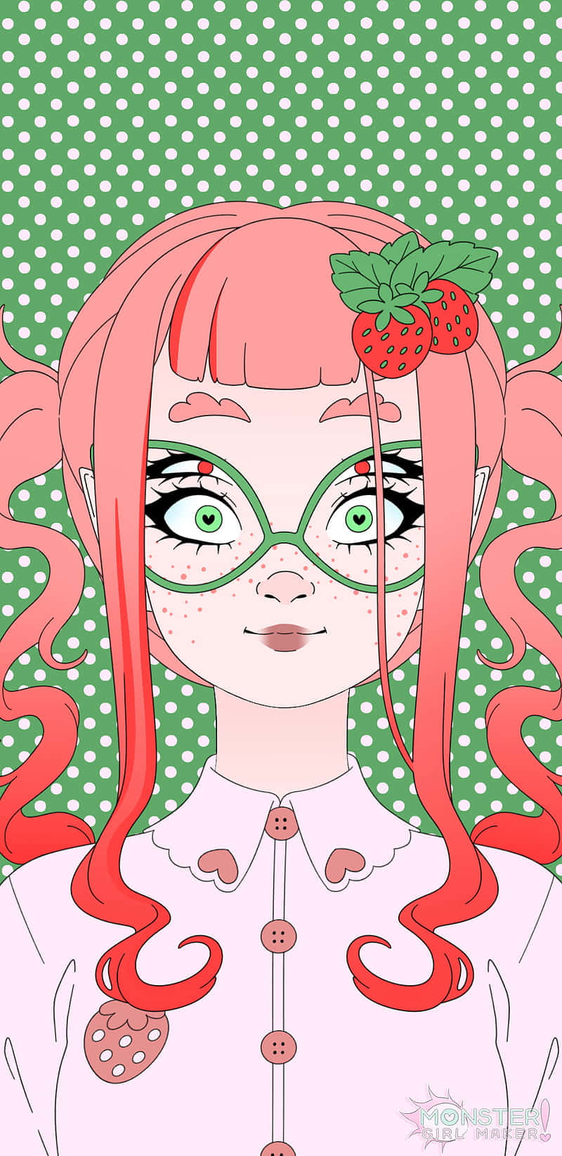 Cartoon Nerd Girl Pastel Cute Strawberry Wallpaper