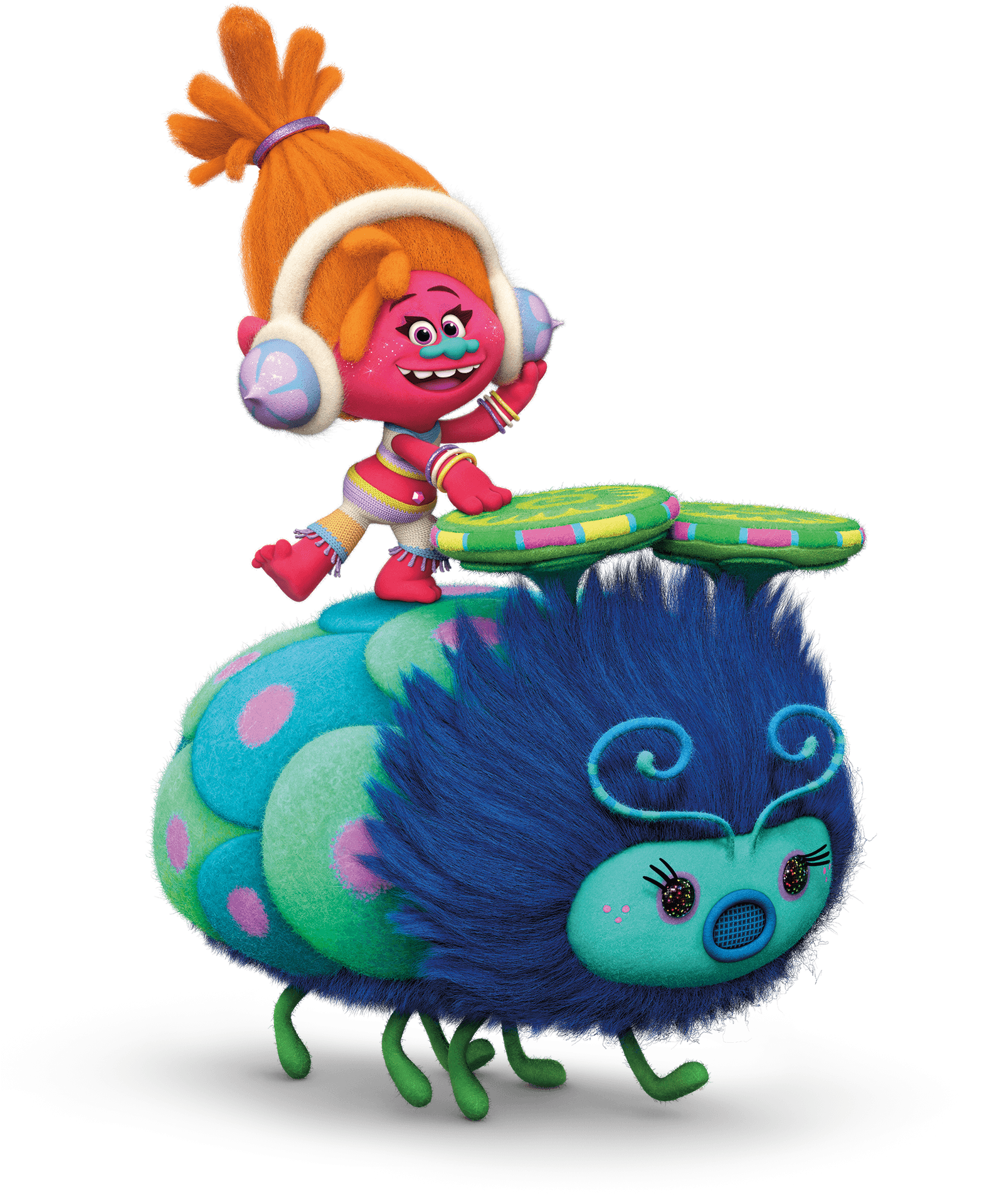 Download Colorful Troll Character Riding Caterpillar | Wallpapers.com