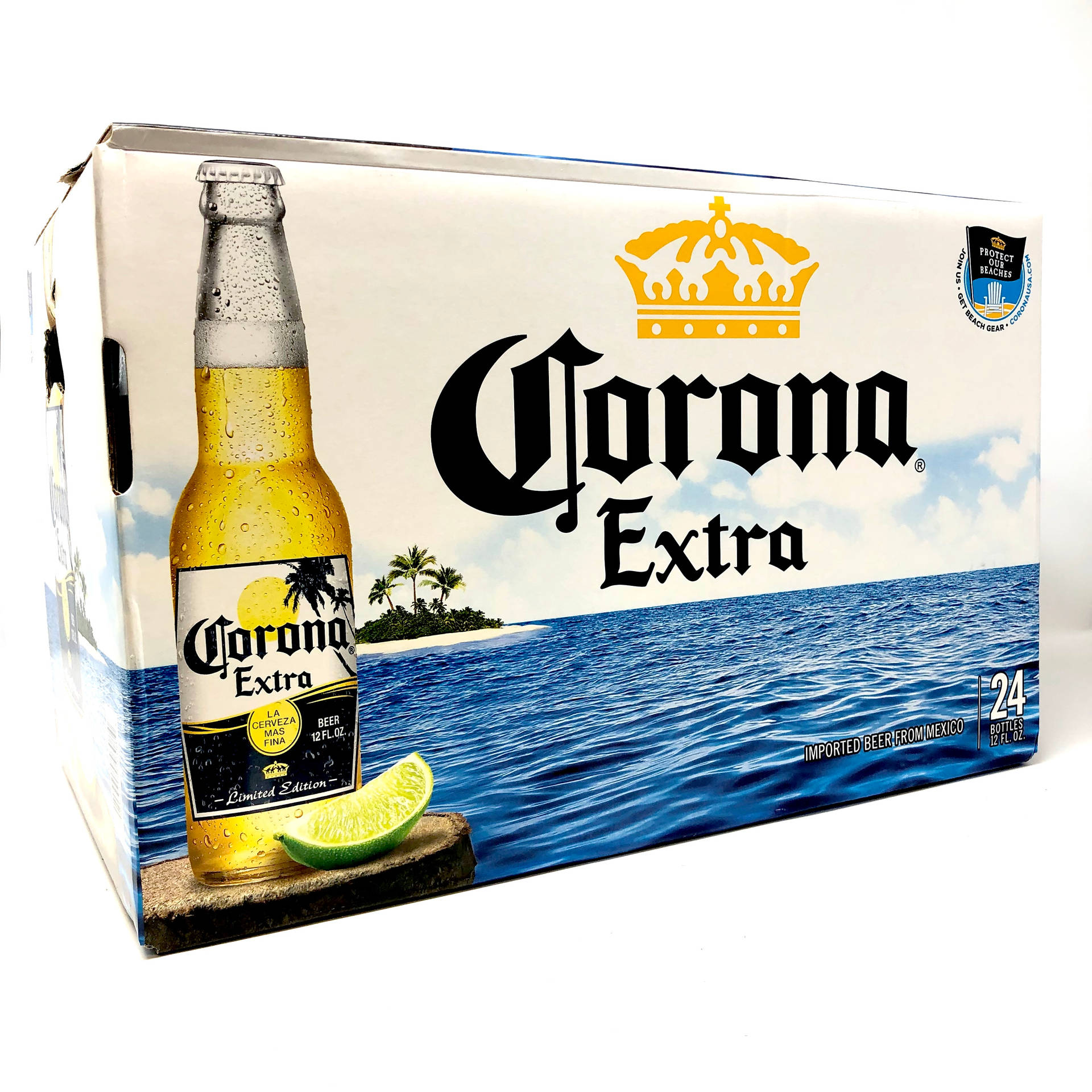 Corona Extra 24 Flaske Boks, Brygget i Mexico Tapet Wallpaper