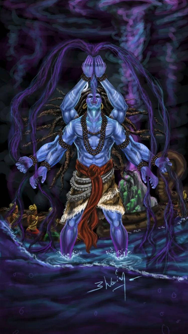 Download Dark Purple Lord Shiva Angry Wallpaper | Wallpapers.com