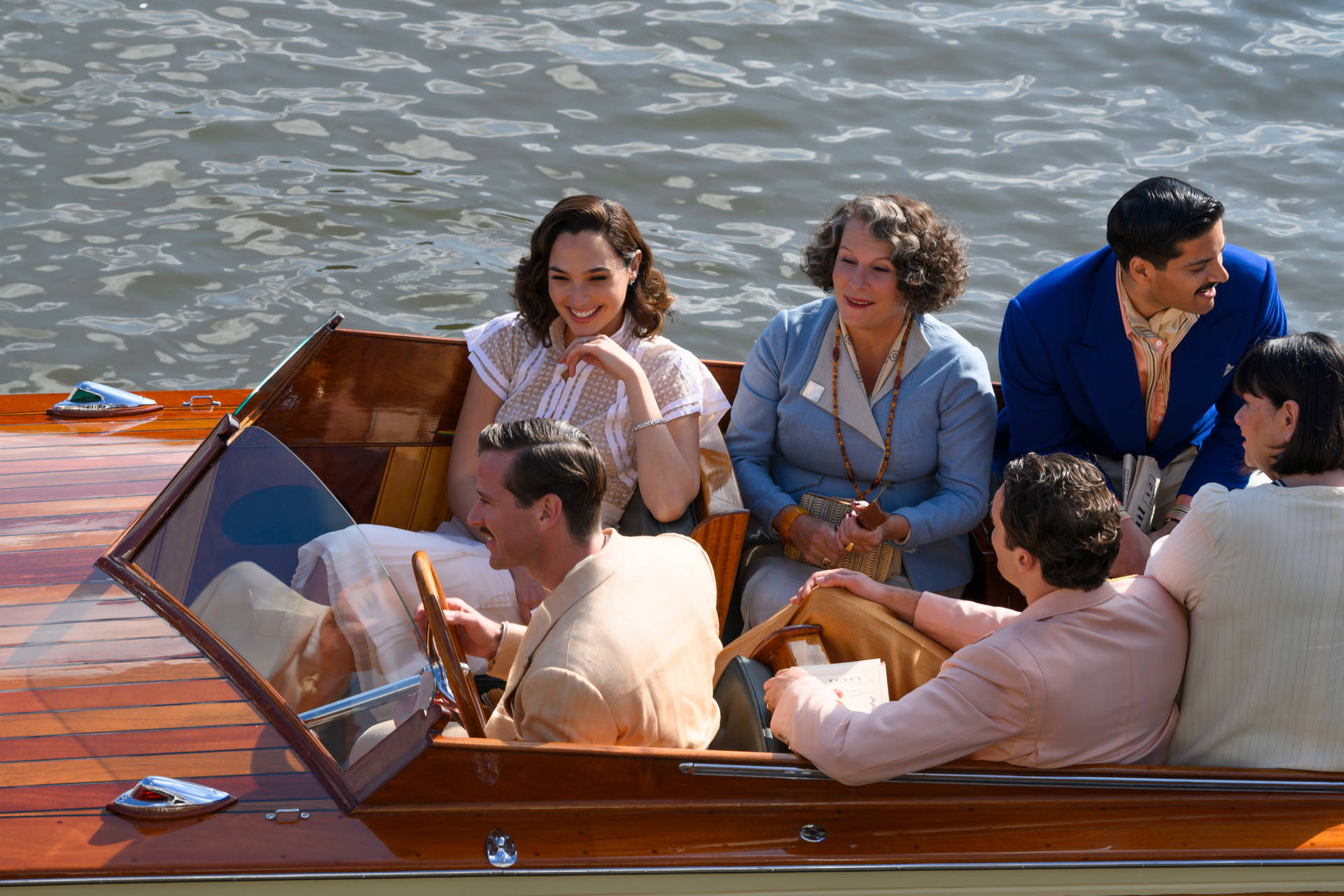 Caption: "Motor Boat Scene from Death On The Nile Movie" Wallpaper