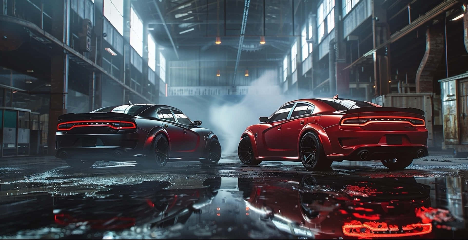 Download Dodge Hellcat Chargers Industrial Backdrop Wallpaper ...