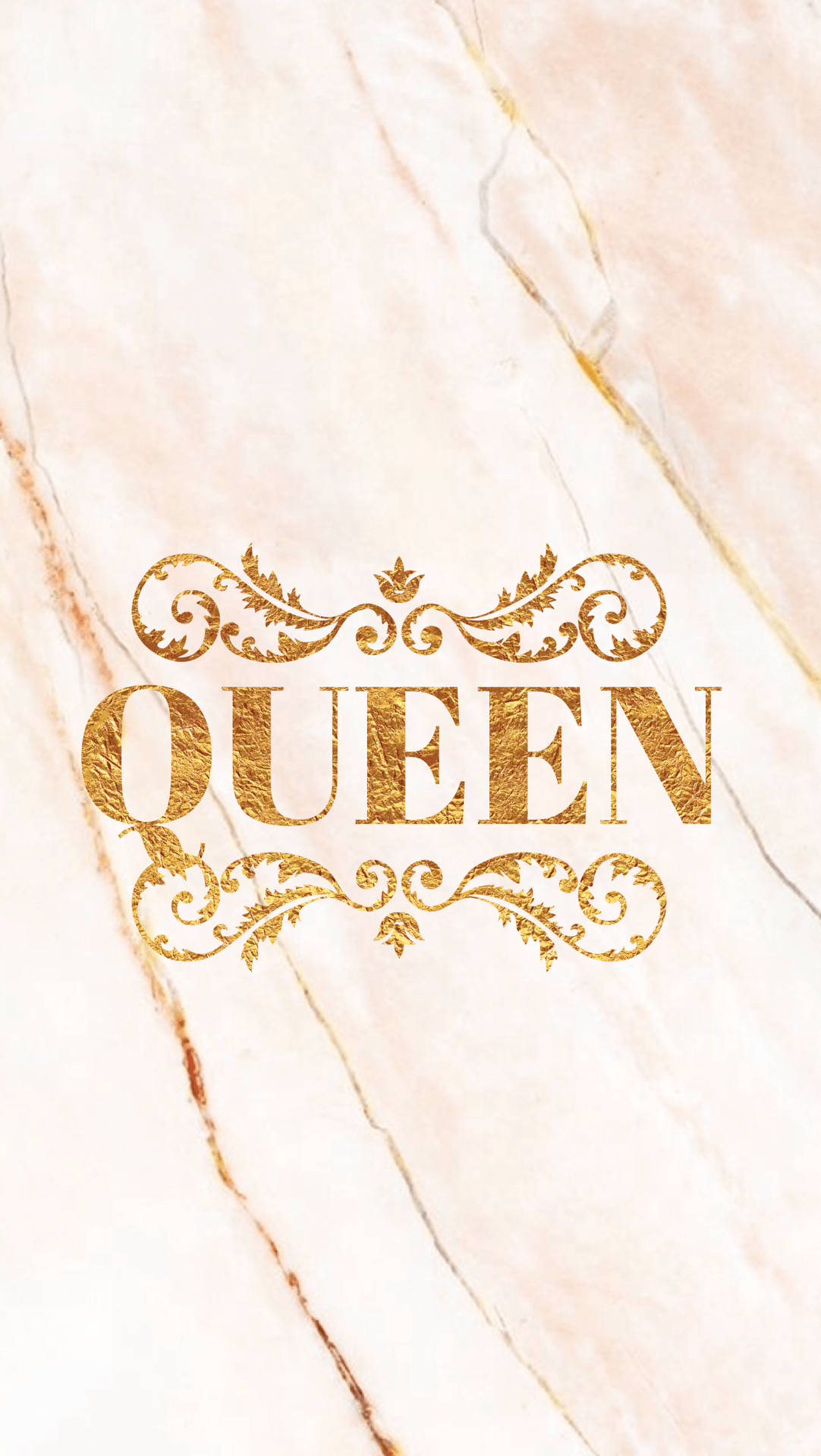 Elegant 'Queen' In Marble Pink Wallpaper