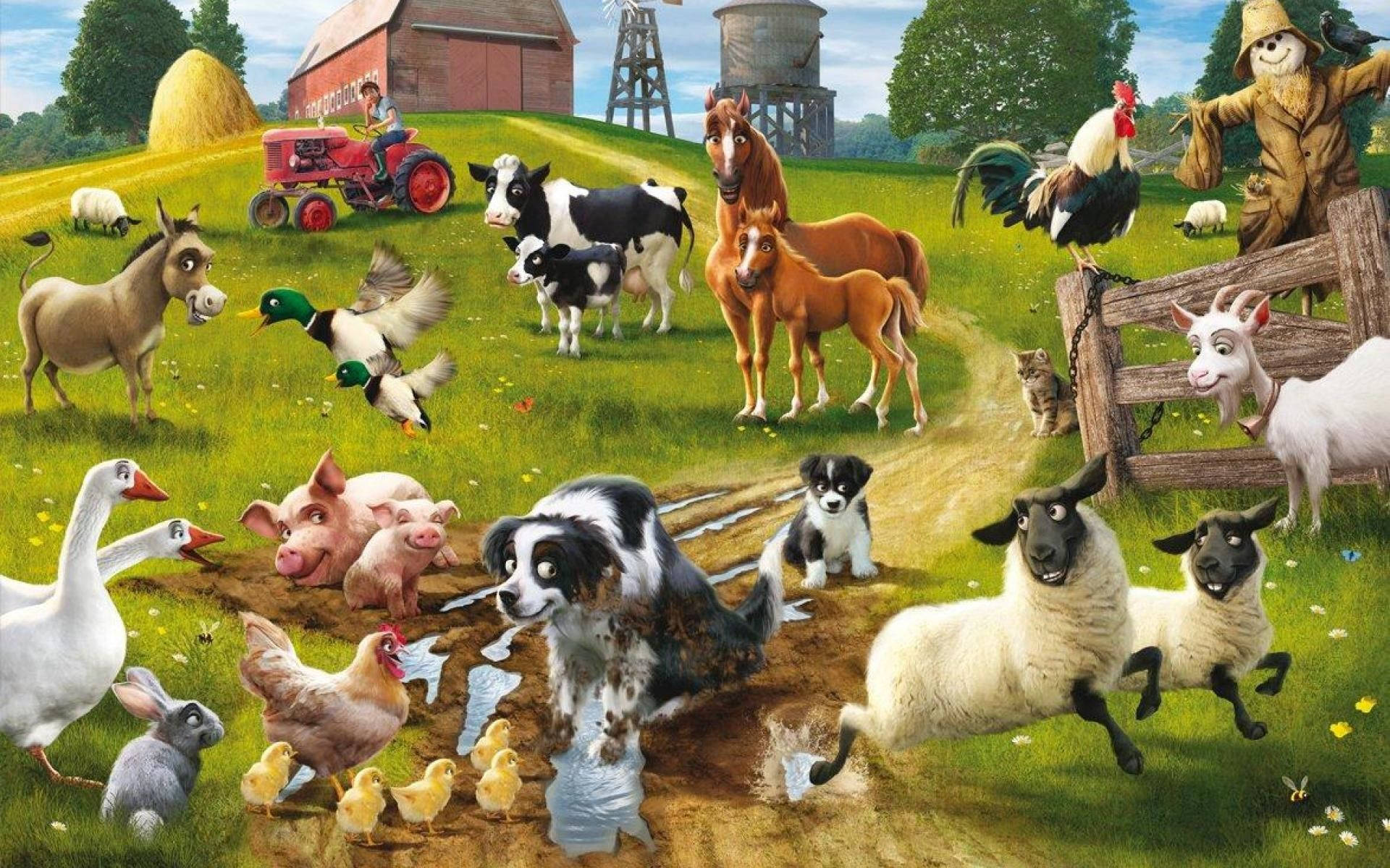 Real Farm Animals Background