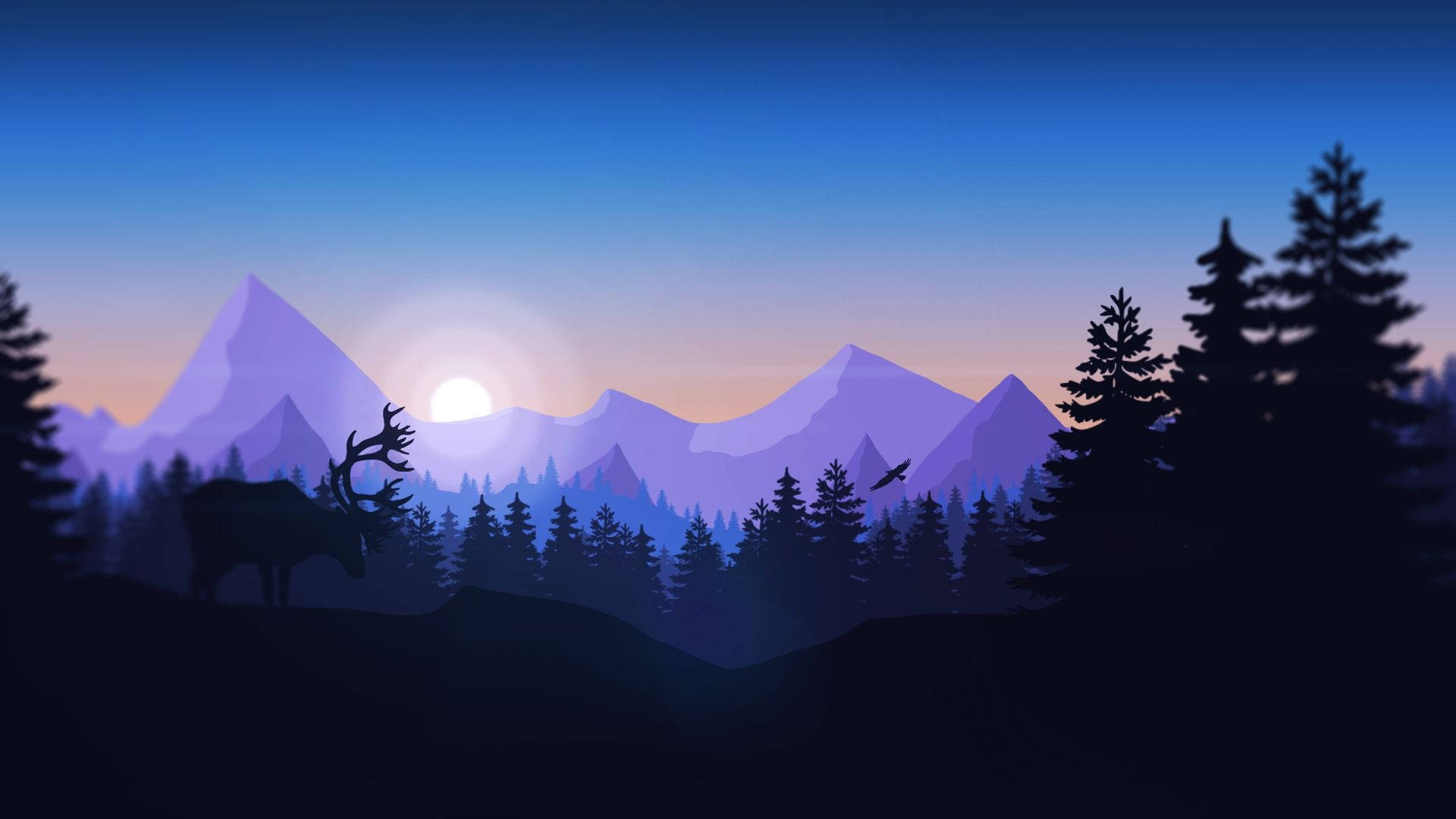 Take in the beauty of the night sky while standing atop the rocky Purple Mountain in Firewatch. Wallpaper