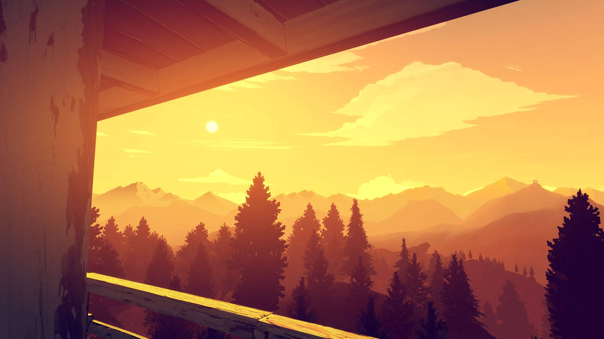 A gorgeous sunset from Firewatch lookout tower. Wallpaper