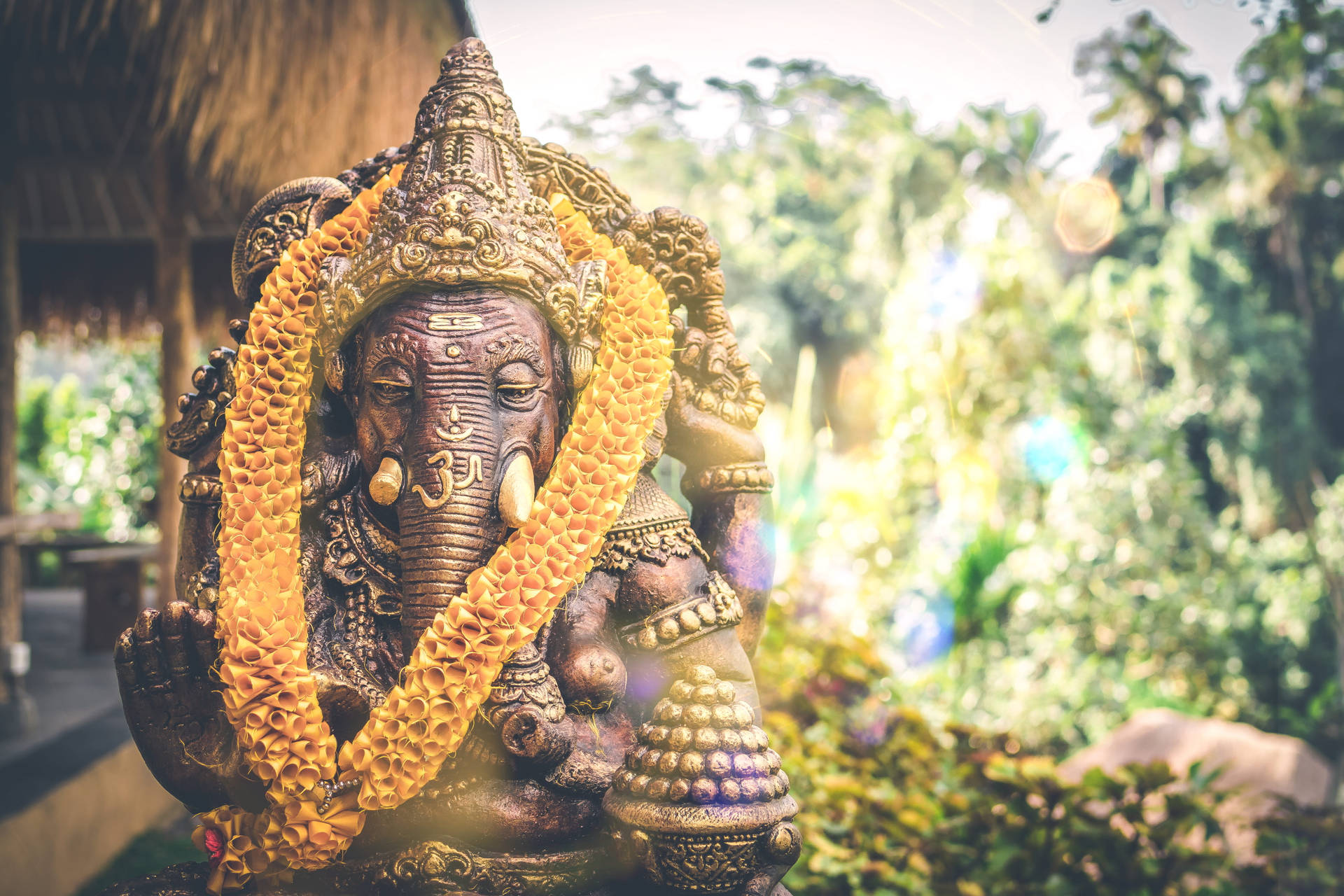 Garden With Ganesh Full HD Wallpaper