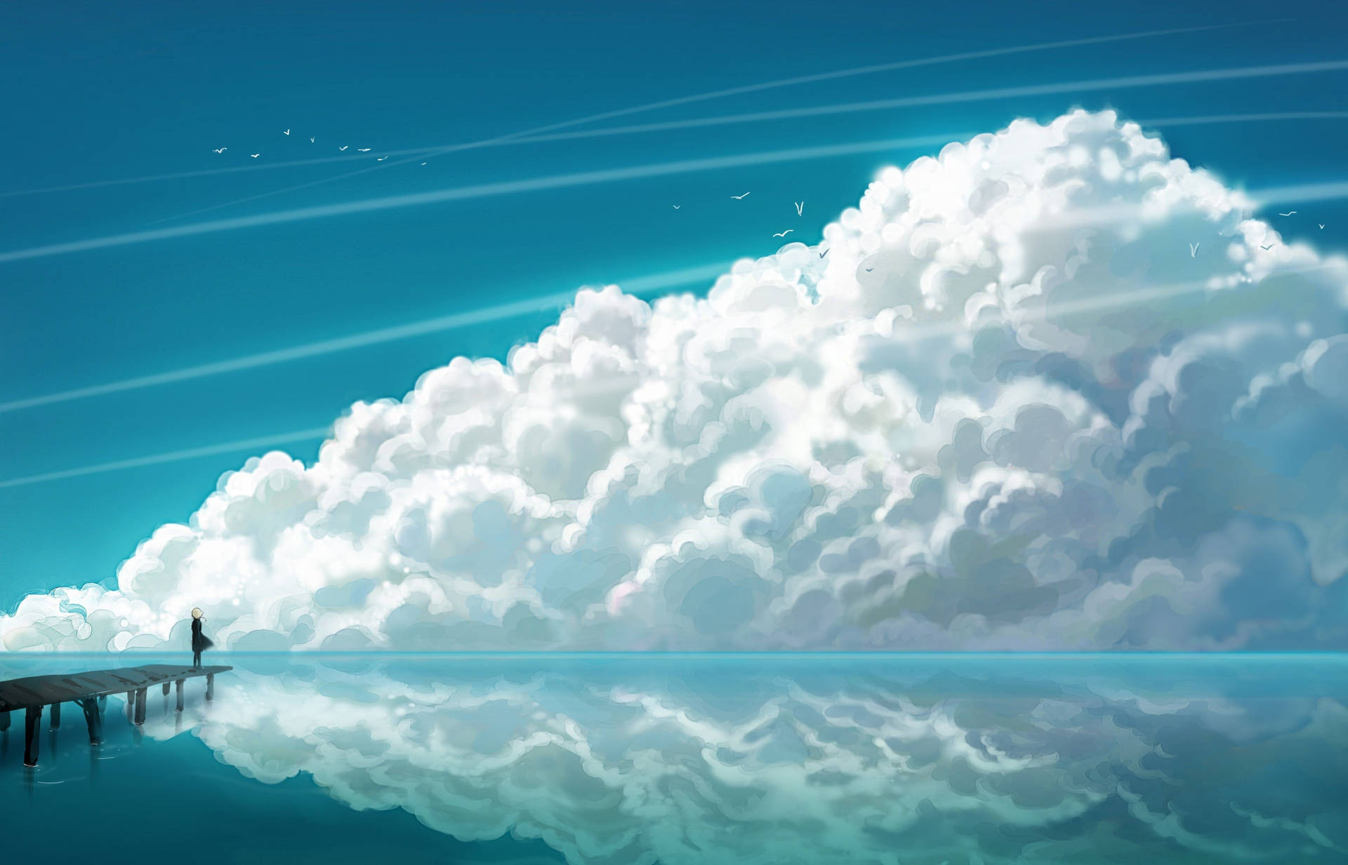 Lovely Beach Anime Scenery Wallpaper