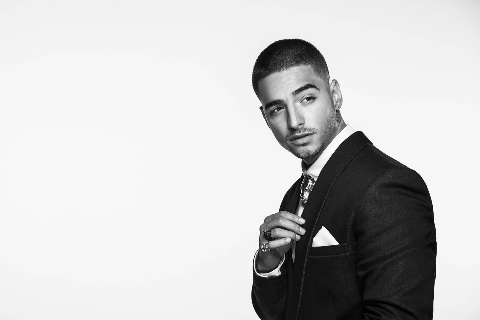 Maluma Black And White Suit Wallpaper