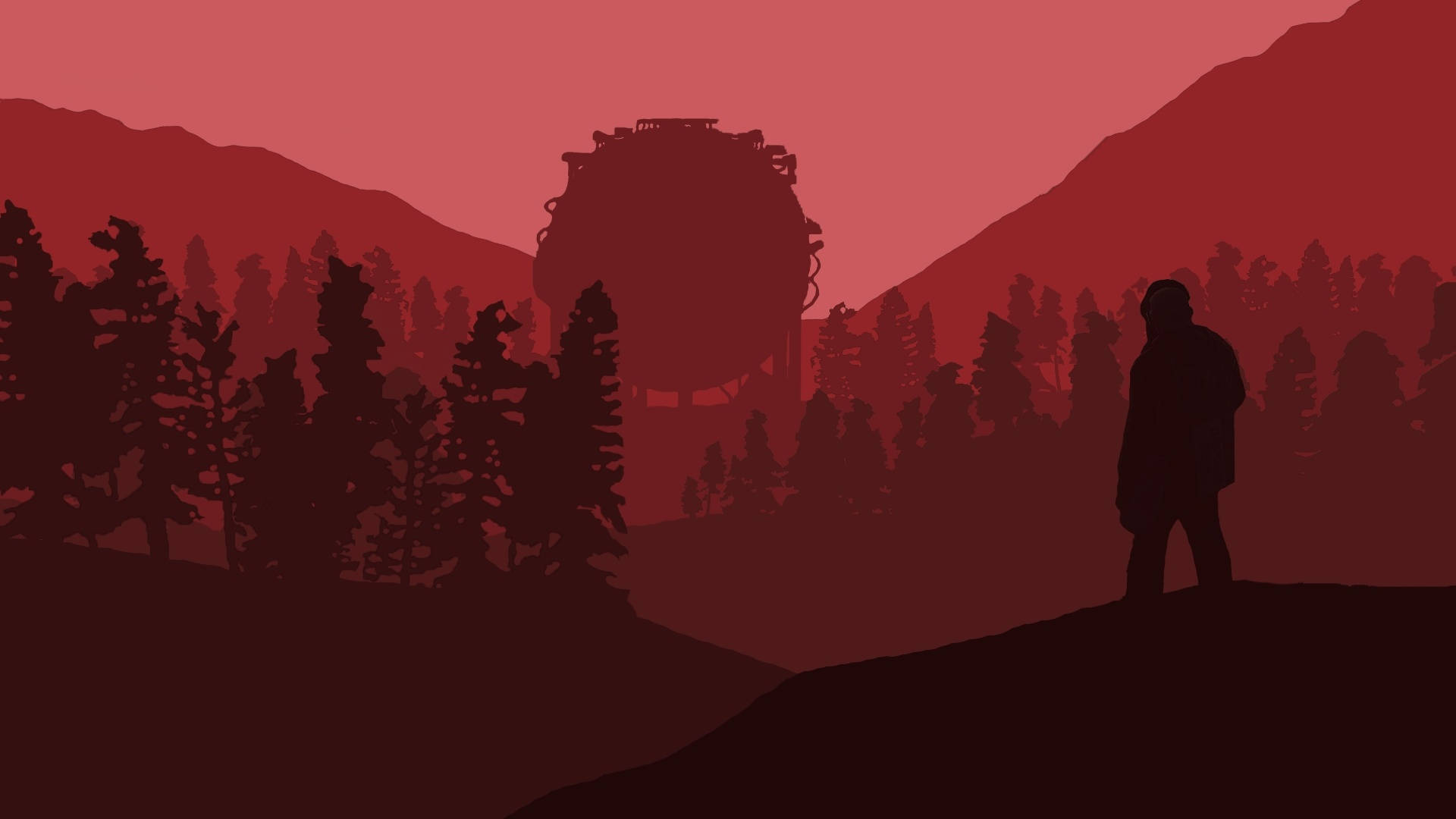 Minimalist Forest Rust Art Wallpaper