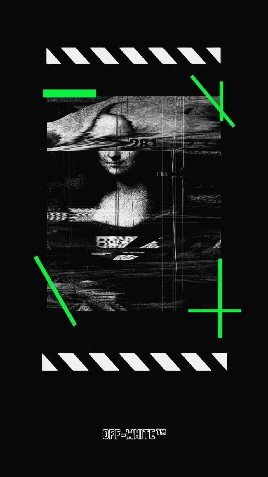 Mona Lisa Glitch Off White iPhone Wallpaper