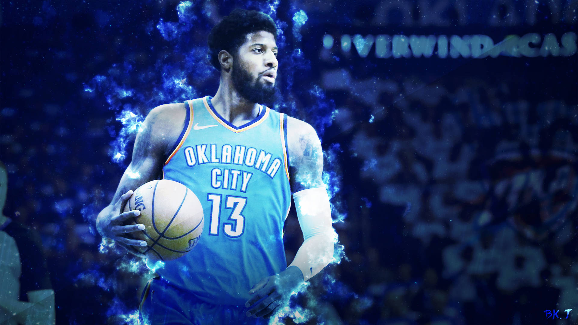 Paul George OKC Blue Flame Wallpaper