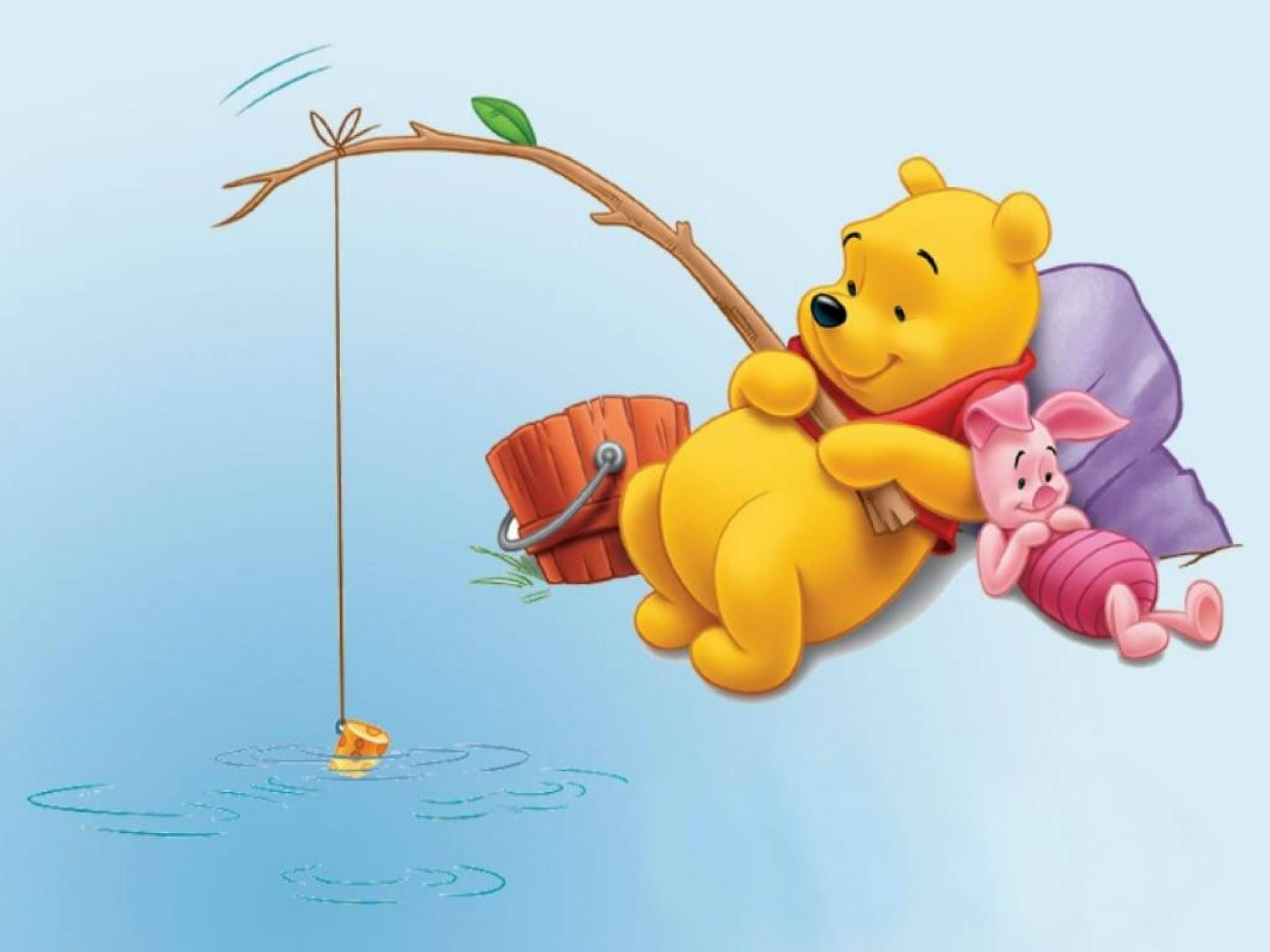 Piglety Pooh Pescando Fondo de pantalla