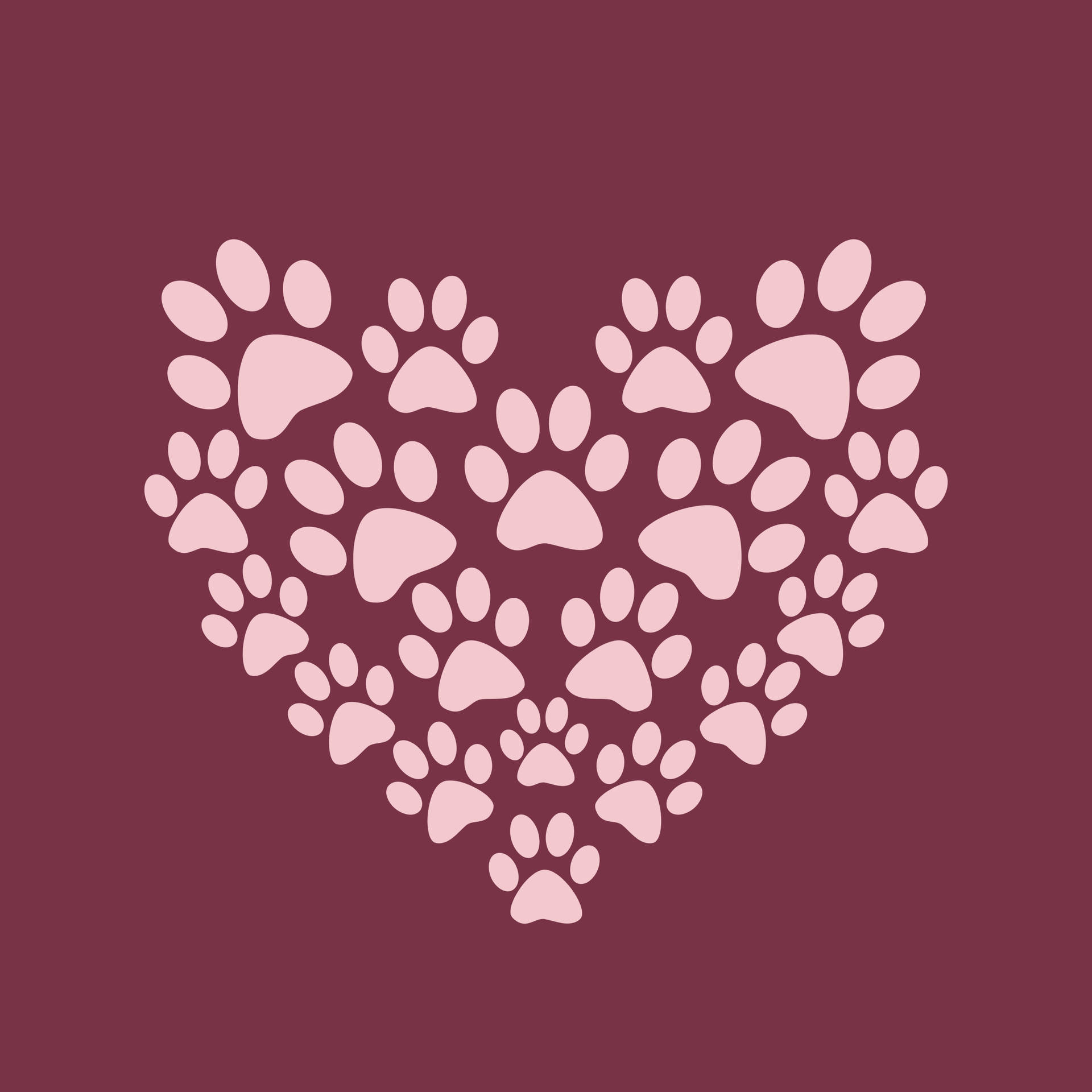 Paw Print Heart Pink