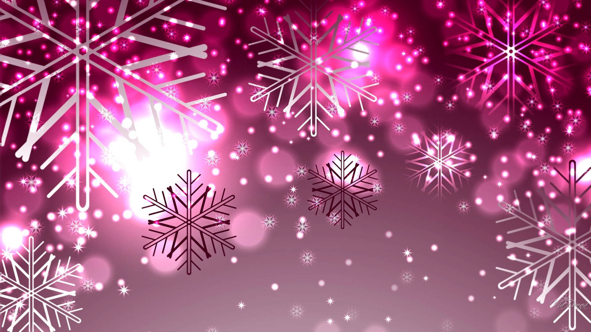 Pink Sparkle Snowflakes Wallpaper