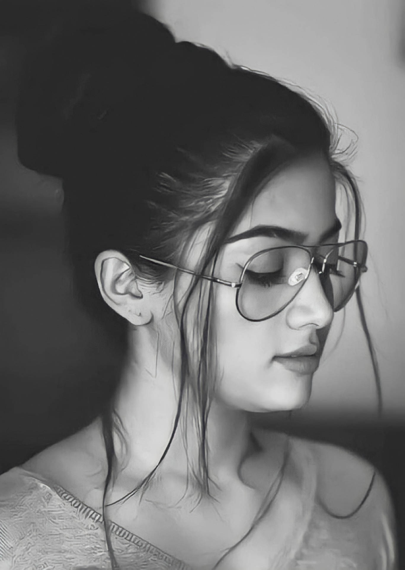 Rashmika Mandanna HD Black And White Wallpaper