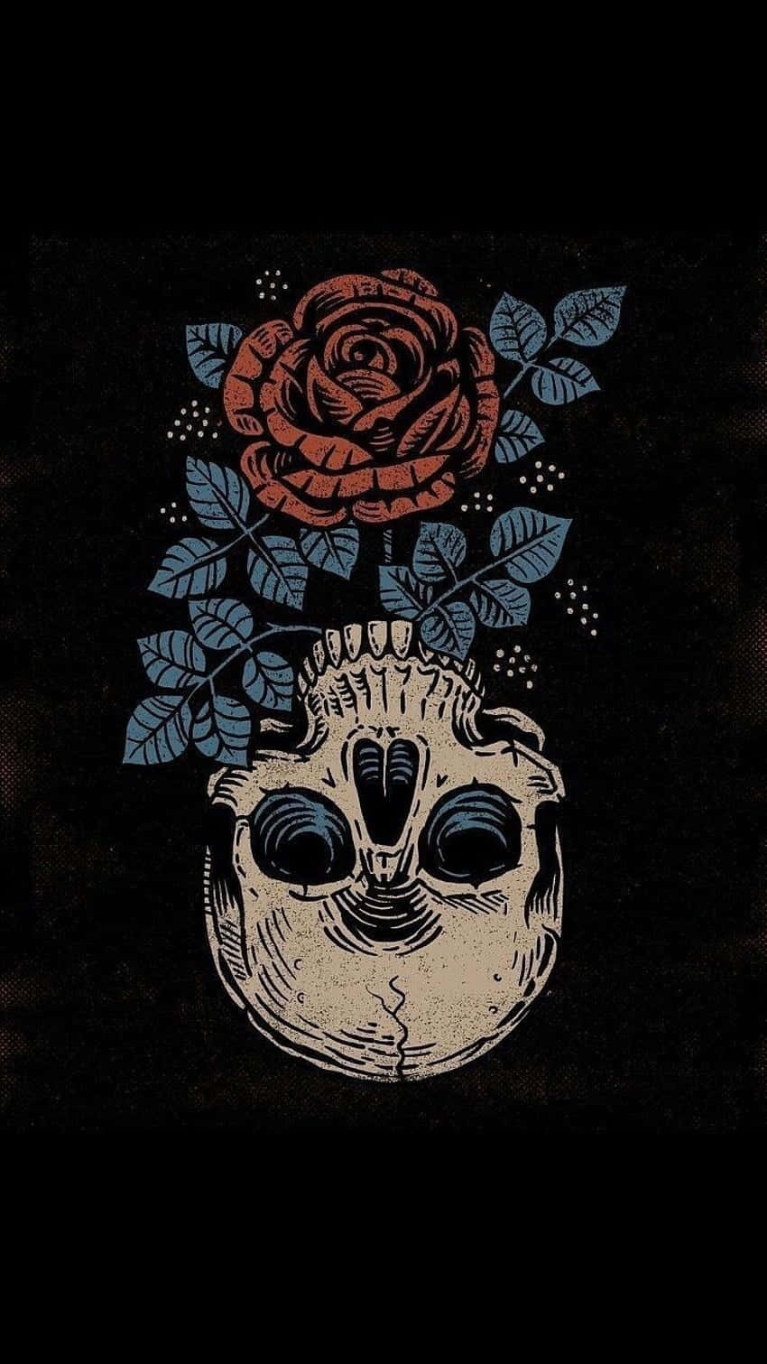 Download Rose Crowned Skull Artwork Wallpaper | Wallpapers.com