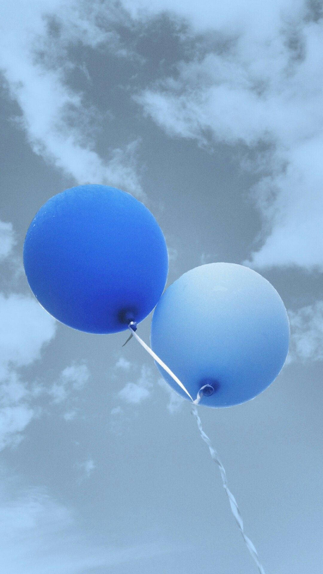 Two Balloons Light Blue Aesthetic iPhone Wallpaper