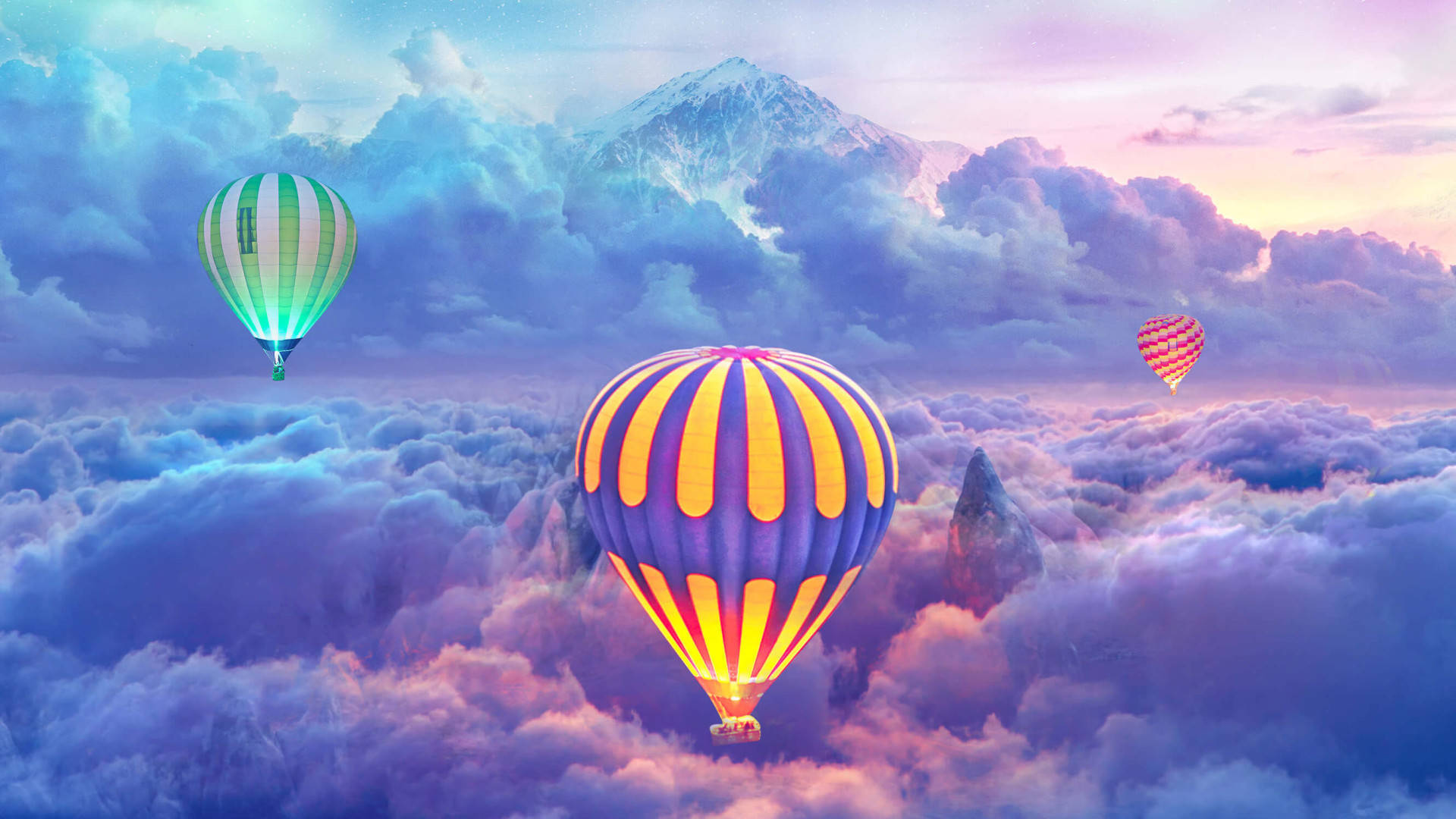 Caption: Unique Laptop with Hot Air Balloon Background Wallpaper