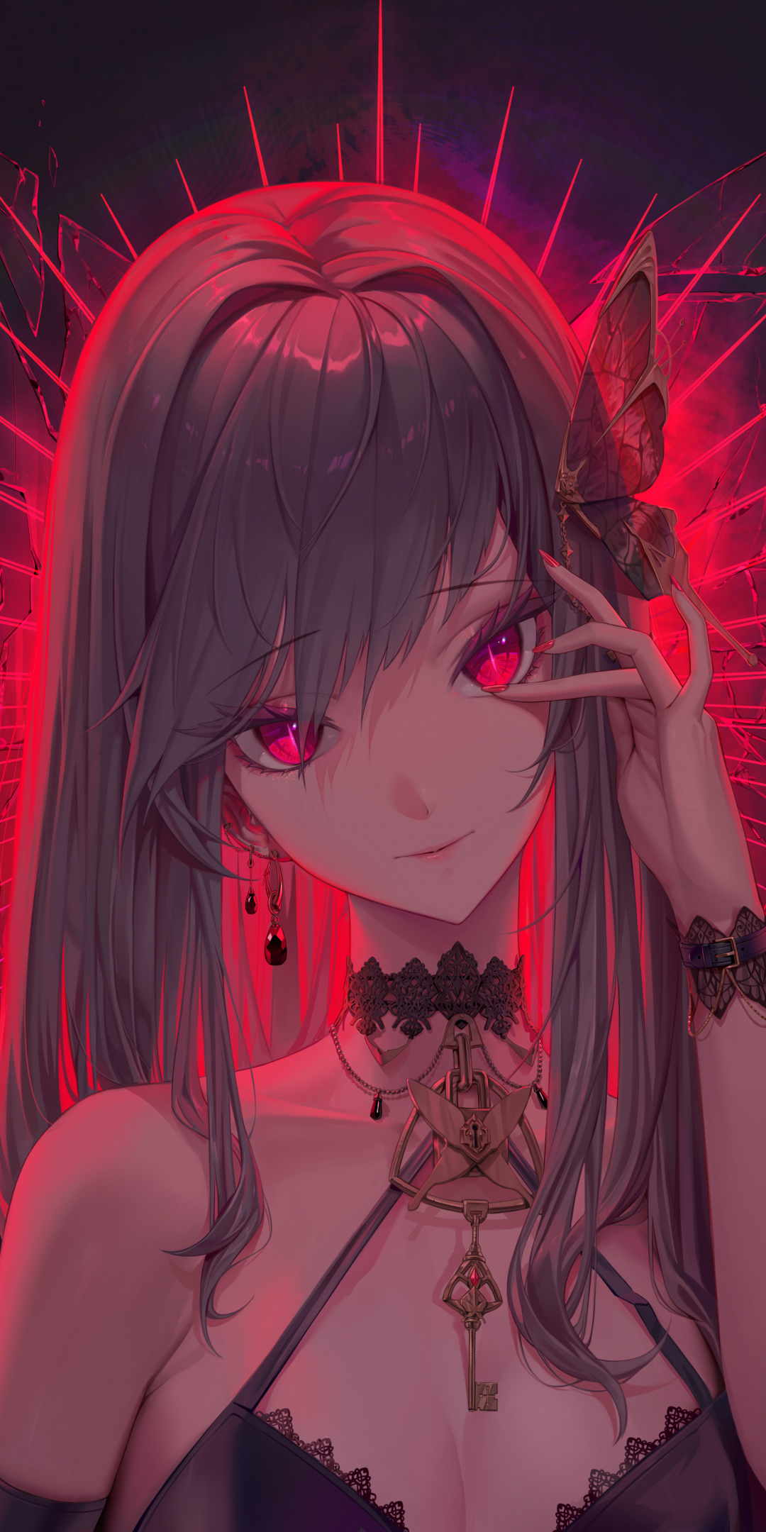 Download wallpaper 1080x2160 fairly anime girl, fantasy, red-eyes ...