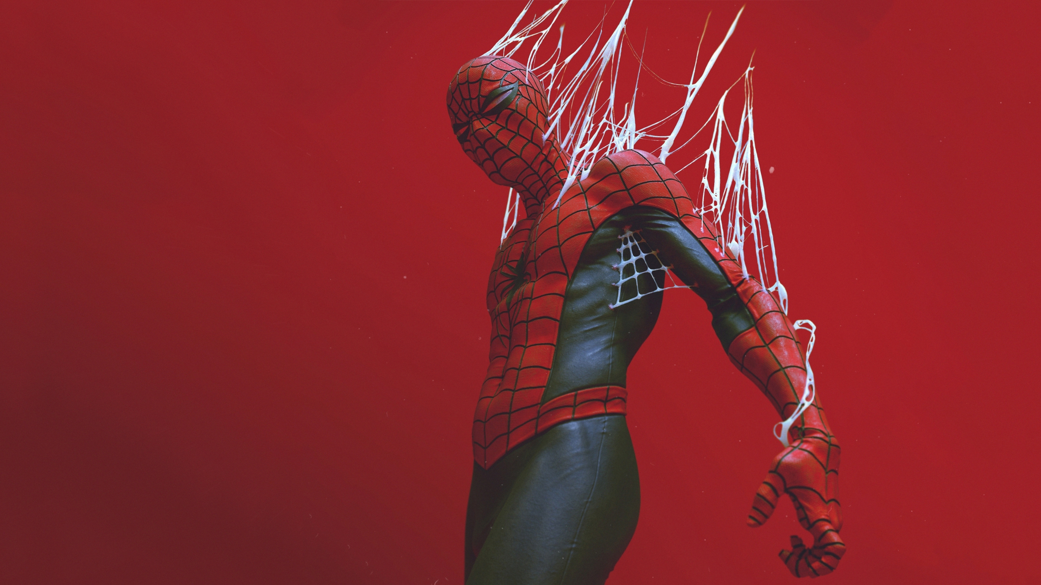 Download wallpaper 2048x1152 spider-man in the web, digital art, dual ...