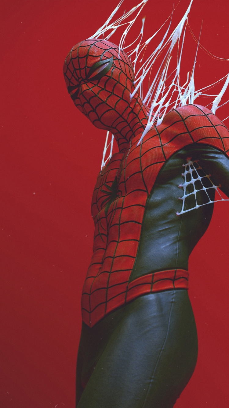 Download wallpaper 750x1334 spider-man in the web, digital art, iphone ...