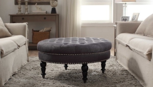 Round Tufted Ottoman Coffee Table