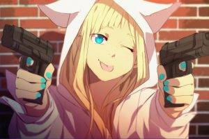 anime, Pistol, Anime Girls, Weapon, Gun, Blonde, Tom Skender