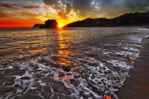 landscape, Beach, Sea, Sunset