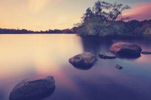 landscape, Rock, Water, Lake, Trees