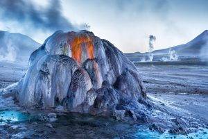 Atacama Desert, Tatio Geyser, Geysers, Chile, Desert, Water, Sunrise, Mountain, Cold, Nature, Landscape