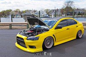 car, Yellow Cars, Mitsubishi Lancer Evo X