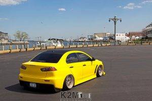 car, Yellow Cars, Mitsubishi Lancer Evo X