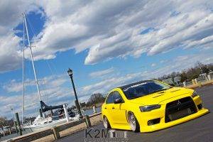 car, Yellow Cars, Mitsubishi Lancer Evo X