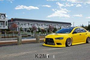 car, Yellow Cars, Mitsubishi Lancer Evo X