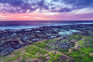 coast, Clouds, Nature