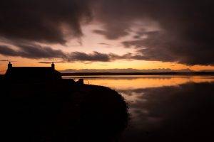 photography, Landscape, Water, Sunset, Lake, House