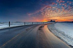 road, Landscape, Clouds